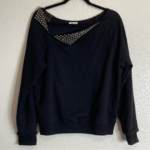 Saint Laurent Paris Studded Lamb Sweatshirt Black L - Picture 1 of 12